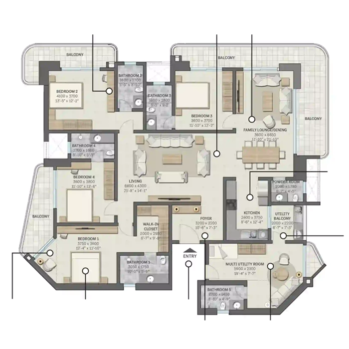 Godrej Sector 63A 3.5 BHK Floor Plan